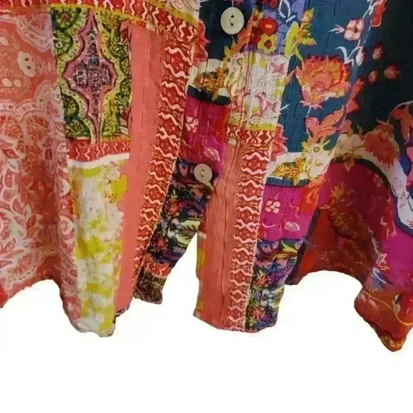 Jones New York Top Artsy Patchwork Print Flowy Boho Hi Low Blouse Womens 3X - Picture 12 of 16